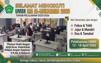 MA Al-Mukarrim Laksanakan UMBK Berbasis Android